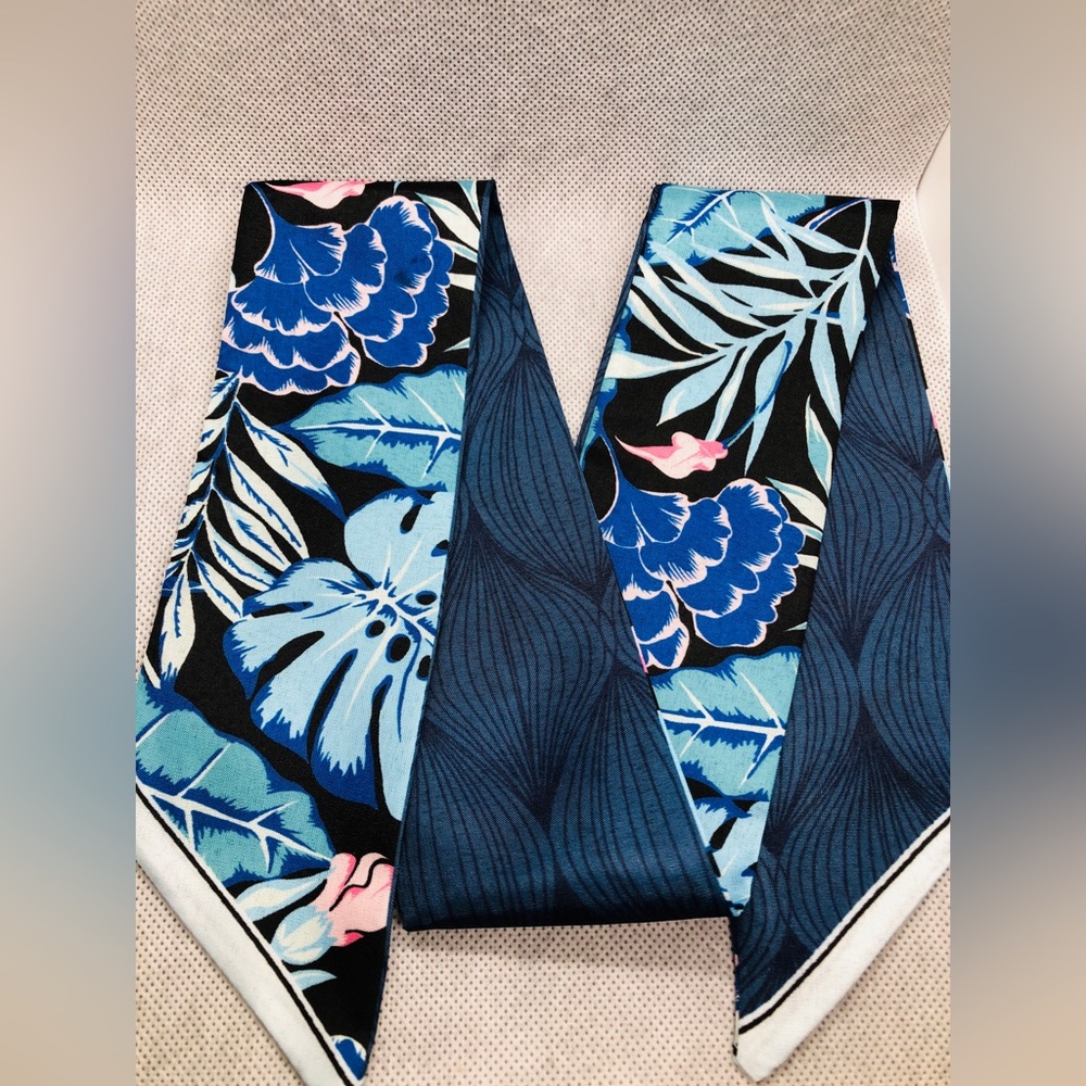 Floral Blue Twilly Scarf